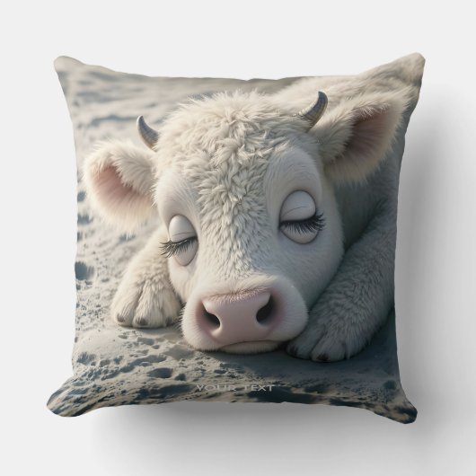 ファンタジーかわいいベビー牛の眠り クッション (正面)
