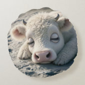 ファンタジーかわいいベビー牛の眠り ラウンドクッション (裏面)