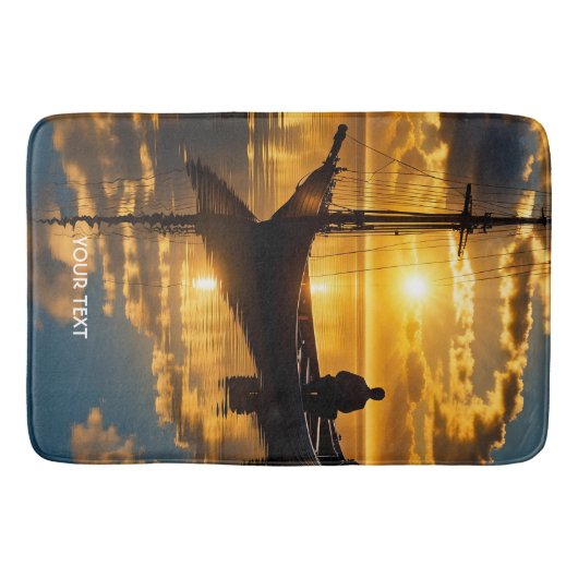 ファンタジーかわいいボートサンセットシー バスマット (正面)