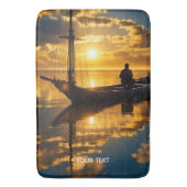 ファンタジーかわいいボートサンセットシー バスマット (正面縦)