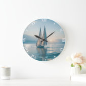 ファンタジーかわいいボートシーサン ラージ壁時計 (ホーム)