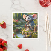 ファンタジーかわいいマウス魚釣りの花 スタンダードカクテルナプキン (インサイチュ)