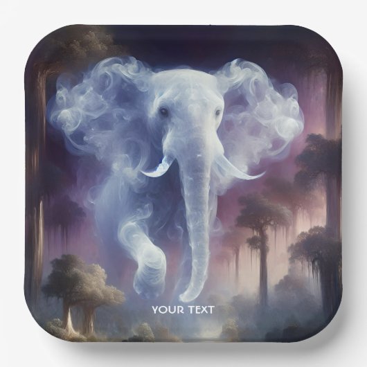 ファンタジーかわいいミストエレファントジャングル ペーパープレート (正面)