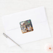 ファンタジーかわいいミルクユニコーン虹 スクエアシール (封筒)