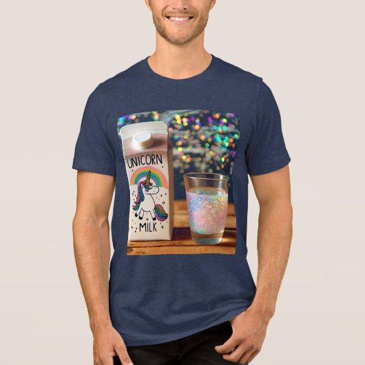 ファンタジーかわいいミルクユニコーン虹 トライブレンドＴシャツ (正面)