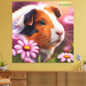 ファンタジーかわいいモルモット花 キャンバスプリント (インサイチュ (リビング))