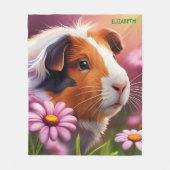 ファンタジーかわいいモルモット花 フリースブランケット (正面)