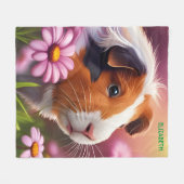 ファンタジーかわいいモルモット花 フリースブランケット (正面(横))