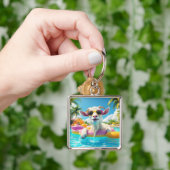 ファンタジーかわいいヤギ浮き眼鏡 キーホルダー (手)