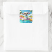 ファンタジーかわいいヤギ浮き眼鏡 スクエアシール (バッグ)