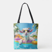 ファンタジーかわいいヤギ浮き眼鏡 トートバッグ (裏面)