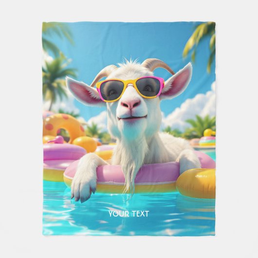 ファンタジーかわいいヤギ浮き眼鏡 フリースブランケット (正面)