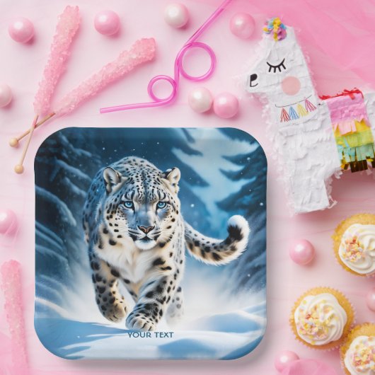 ファンタジーかわいいユキランニングヒョウ ペーパープレート (パーティー)