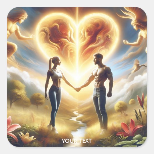 ファンタジーかわいいラブサンハート スクエアシール (正面)