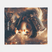 ファンタジーかわいいリトル静かなナイト フリースブランケット (正面(横))