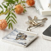 ファンタジーかわいいリンクス冬の雪 キーホルダー (側面)