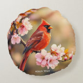 ファンタジーかわいいレッドバードさくらんぼ ラウンドクッション (裏面)