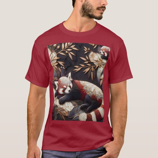 ファンタジーかわいいレッドパンダアート Tシャツ (正面)