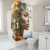 ファンタジーかわいいレディーアフリカの風景 シャワーカーテン (インサイチュ)