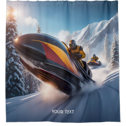 ファンタジーかわいいレース雪山 シャワーカーテン (正面)