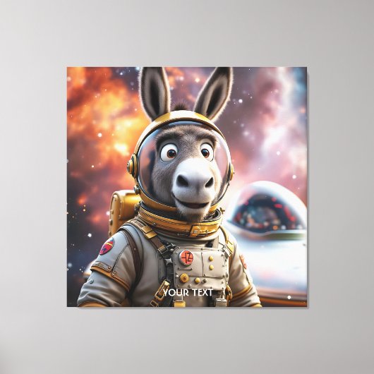 ファンタジーかわいいロバ宇宙飛行士宇宙 キャンバスプリント (正面)