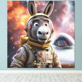ファンタジーかわいいロバ宇宙飛行士宇宙 キャンバスプリント (インサイチュ (ウッドフロア))