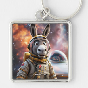 ファンタジーかわいいロバ宇宙飛行士宇宙 キーホルダー