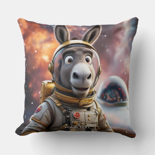 ファンタジーかわいいロバ宇宙飛行士宇宙 クッション (正面)