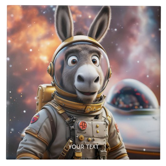 ファンタジーかわいいロバ宇宙飛行士宇宙 タイル (正面)