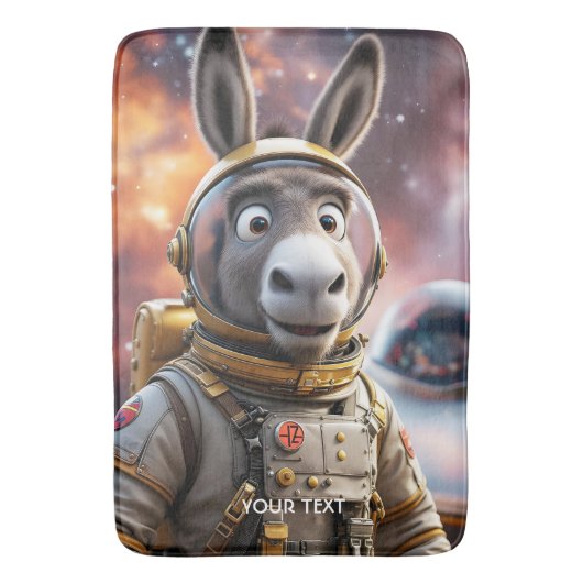 ファンタジーかわいいロバ宇宙飛行士宇宙 バスマット (正面縦)