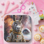 ファンタジーかわいいロバ宇宙飛行士宇宙 ペーパープレート (パーティー)