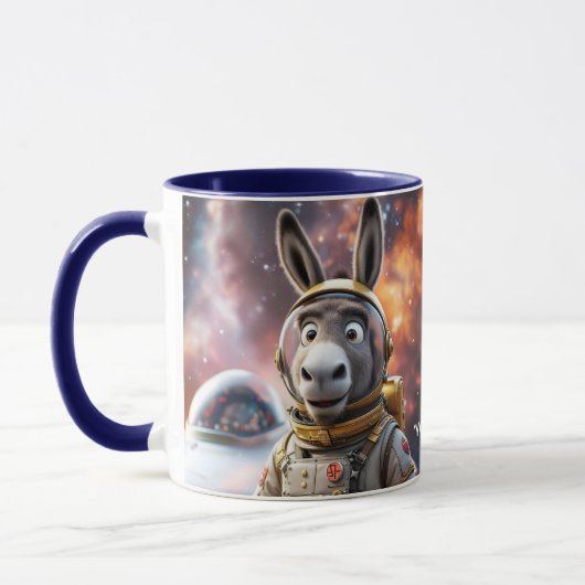 ファンタジーかわいいロバ宇宙飛行士宇宙 マグカップ (左)