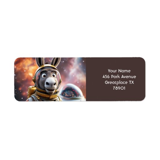 ファンタジーかわいいロバ宇宙飛行士宇宙 ラベル (正面)
