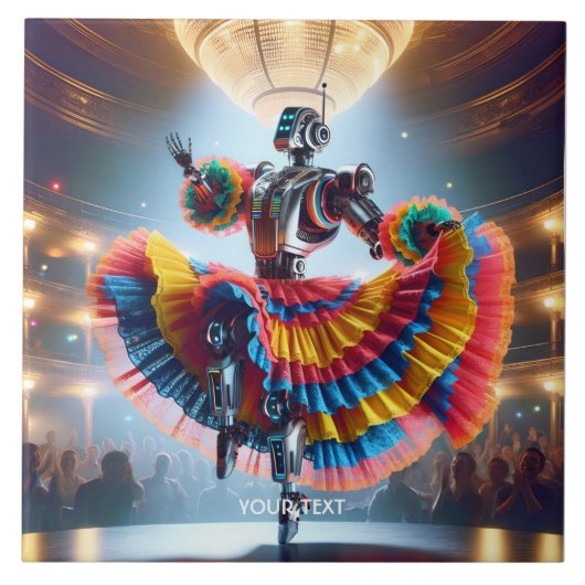 ファンタジーかわいいロボット踊りパリ タイル (正面)