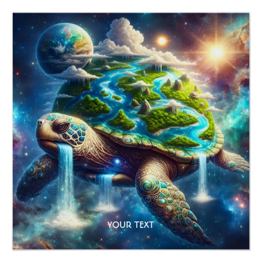 ファンタジーかわいい亀の宇宙地球 ポスター (正面)