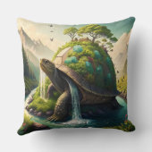 ファンタジーかわいい亀の滝森 クッション (裏面)