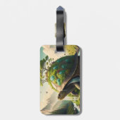 ファンタジーかわいい亀の滝森 ラゲッジタグ (裏面縦)