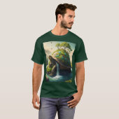 ファンタジーかわいい亀の滝森 Tシャツ (正面フル)