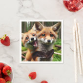ファンタジーかわいい二キツネ林 スタンダードカクテルナプキン (インサイチュ)