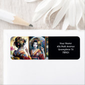 ファンタジーかわいい二日本の人 ラベル (インサイチュ)