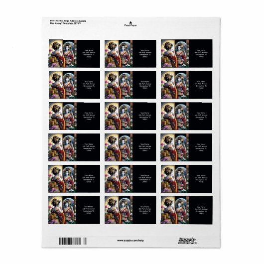 ファンタジーかわいい二日本の人 ラベル (フルシート)