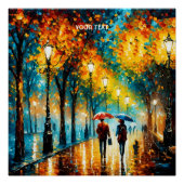 ファンタジーかわいい公園秋の雨 ポスター (正面)