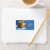 ファンタジーかわいい冬のベビーヒョウ ラベル (インサイチュ)