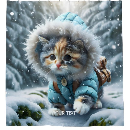 ファンタジーかわいい冬の子天雪 シャワーカーテン (正面)