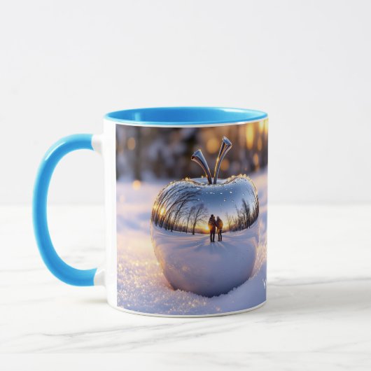 ファンタジーかわいい冬の雪りんご マグカップ (左)