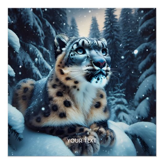 ファンタジーかわいい冬ユキヒョウ ポスター (正面)