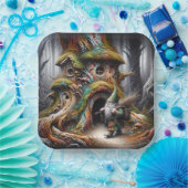 ファンタジーかわいい古い森林旅行者 ペーパープレート (パーティー)