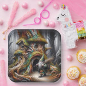 ファンタジーかわいい古い森林旅行者 ペーパープレート (パーティー)