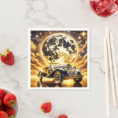 ファンタジーかわいい古い車の月 スタンダードカクテルナプキン (インサイチュ)