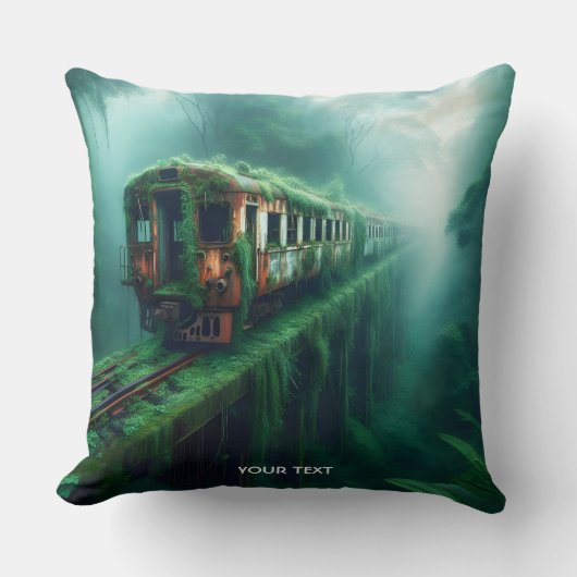 ファンタジーかわいい古い過去列車 クッション (正面)